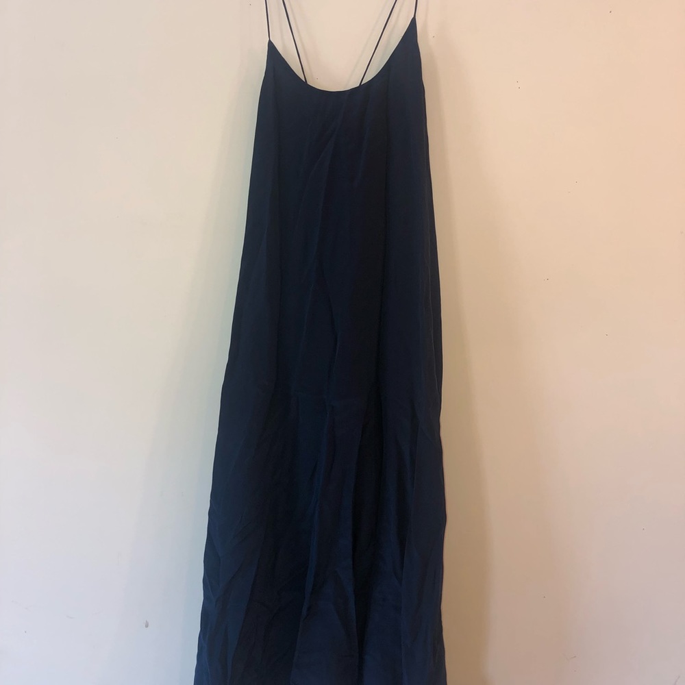 Madewell silk tie-back slip dress navy - Picture 7 of 8